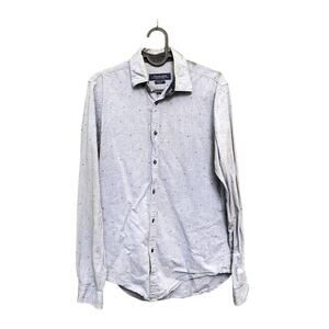 Zara Man Patterned Slim Fit Chambray Button Down Small